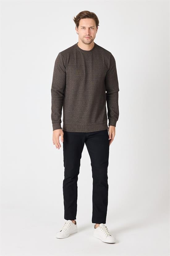 Bisiklet Yaka Dokulu Sweatshirt