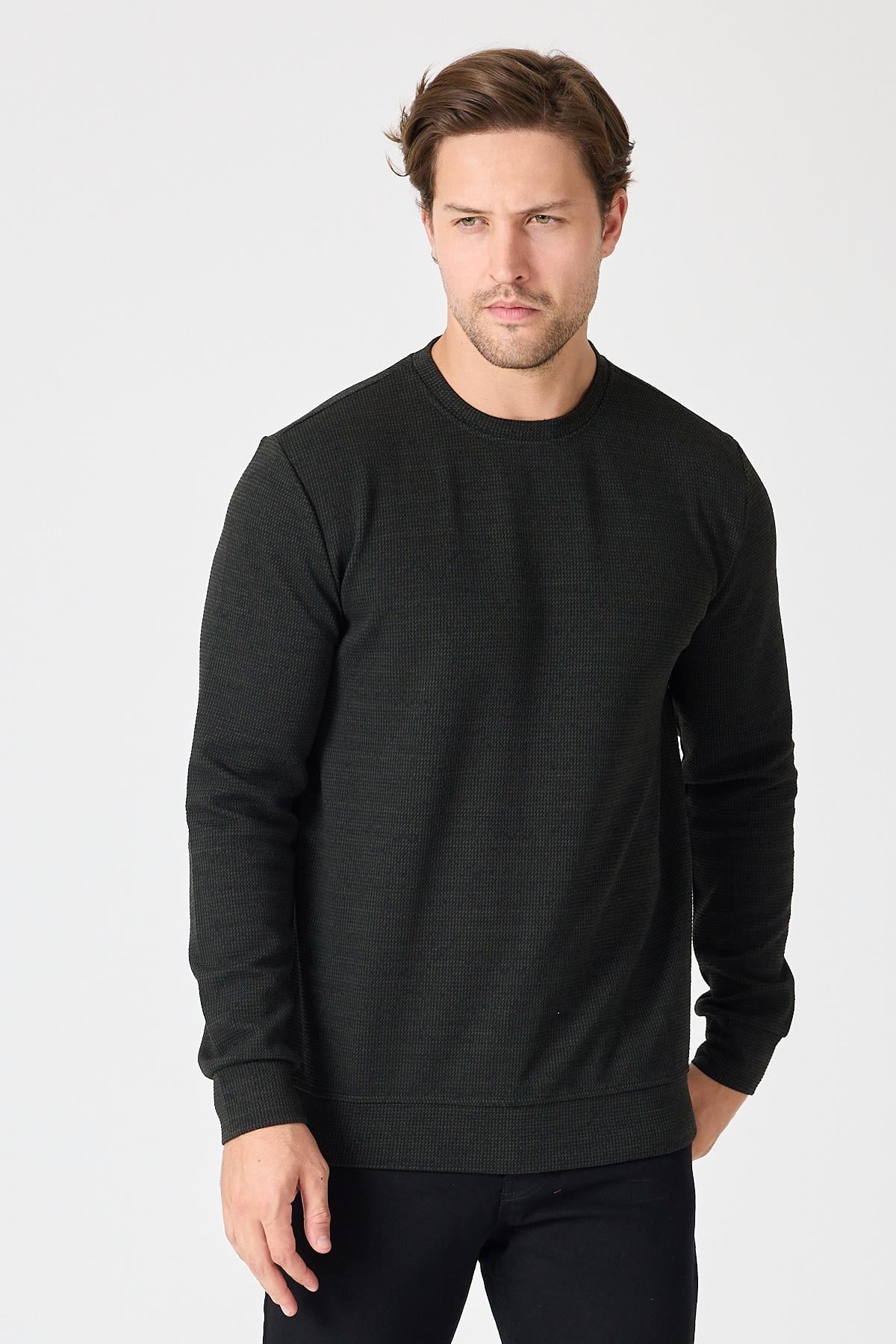 Bisiklet Yaka Dokulu Sweatshirt