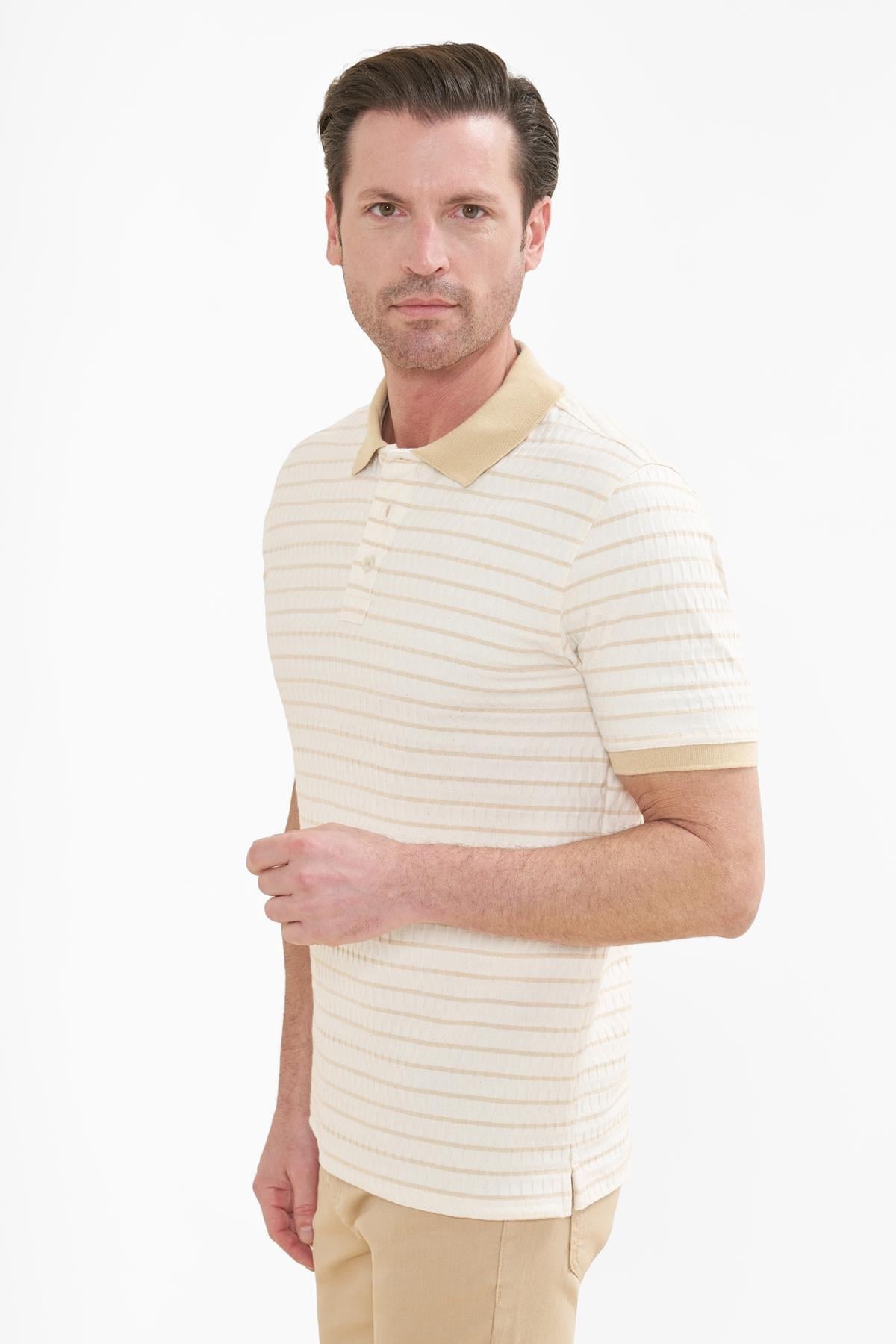 İntersivin  Polo Yaka Bej Tshirt - SD-06