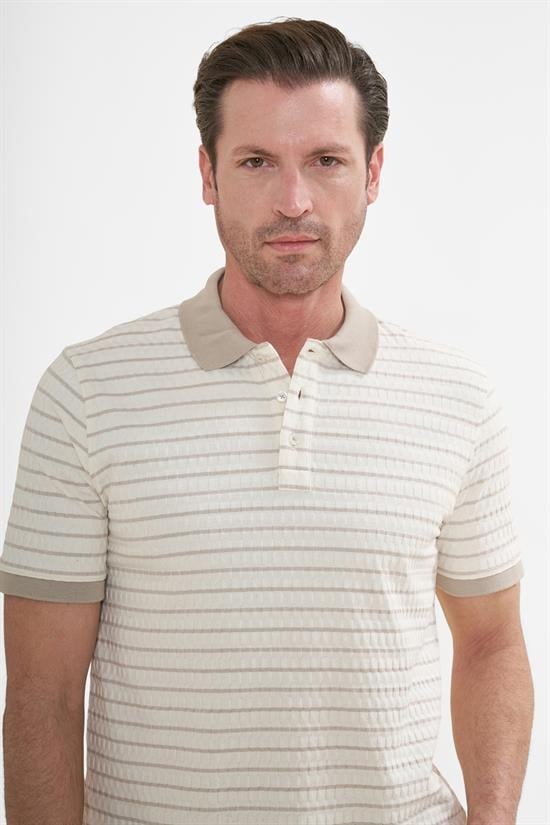 İntersivin  Polo Yaka Krem Tshirt - SD-06
