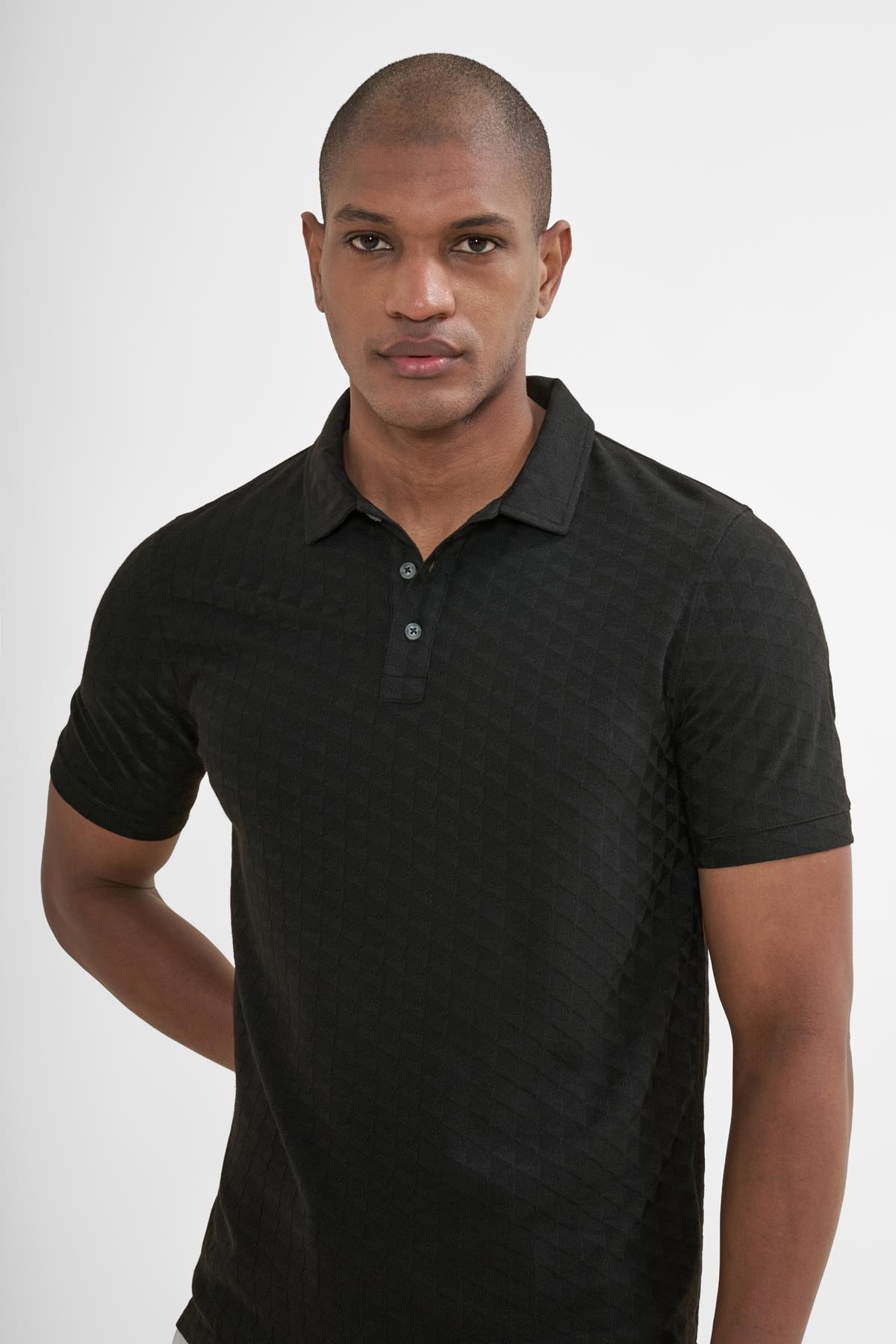 İntersivin  Polo Yaka Siyah Tshirt - SD-04