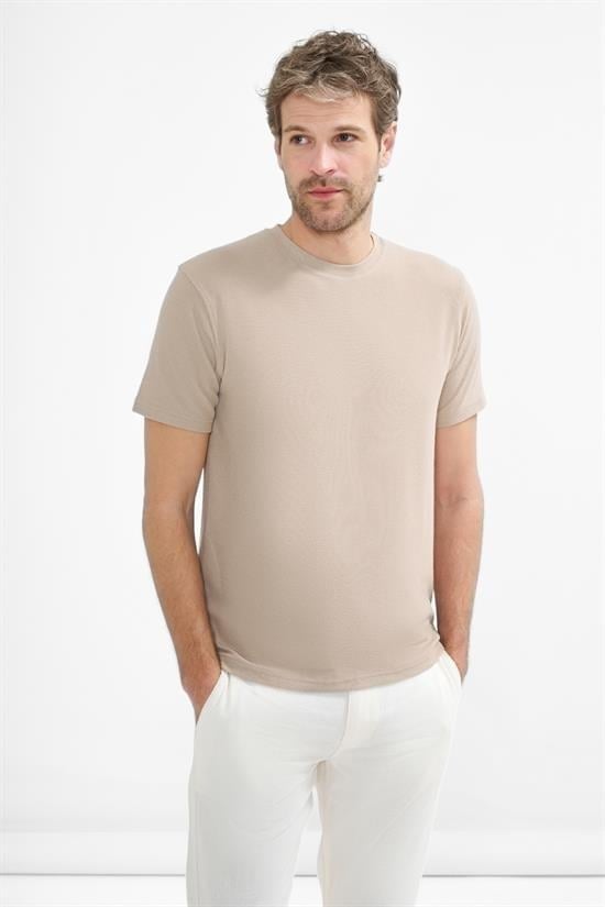 İntersivin Bisiklet Yaka Bej Tshirt - BRŞ-04