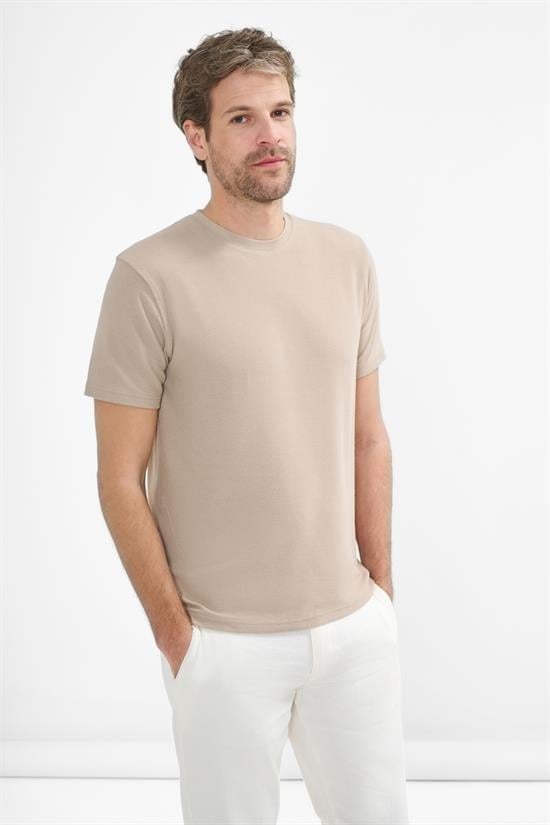 İntersivin Bisiklet Yaka Bej Tshirt - BRŞ-04