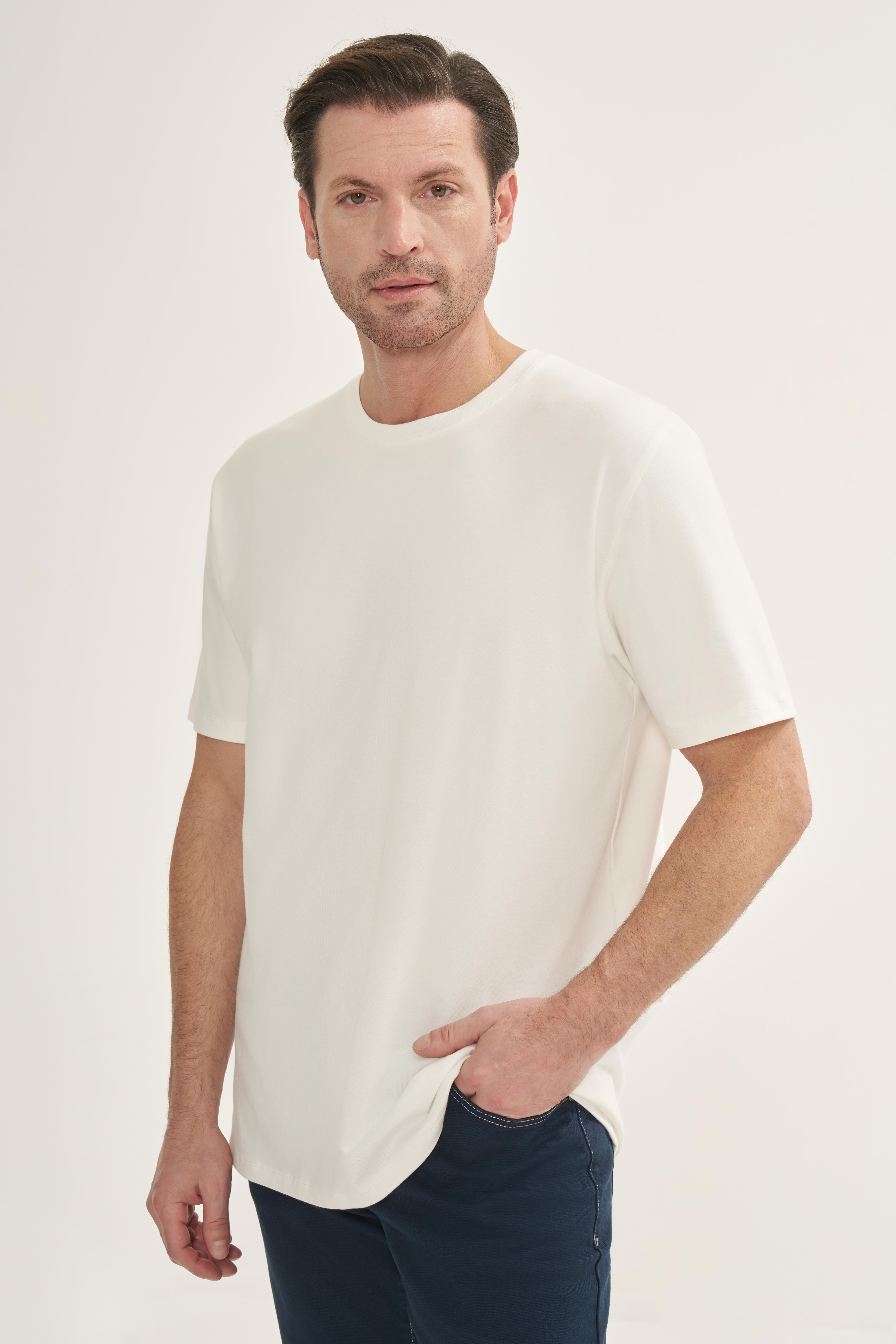 İntersivin Bisiklet Yaka Beyaz Tshirt - T13