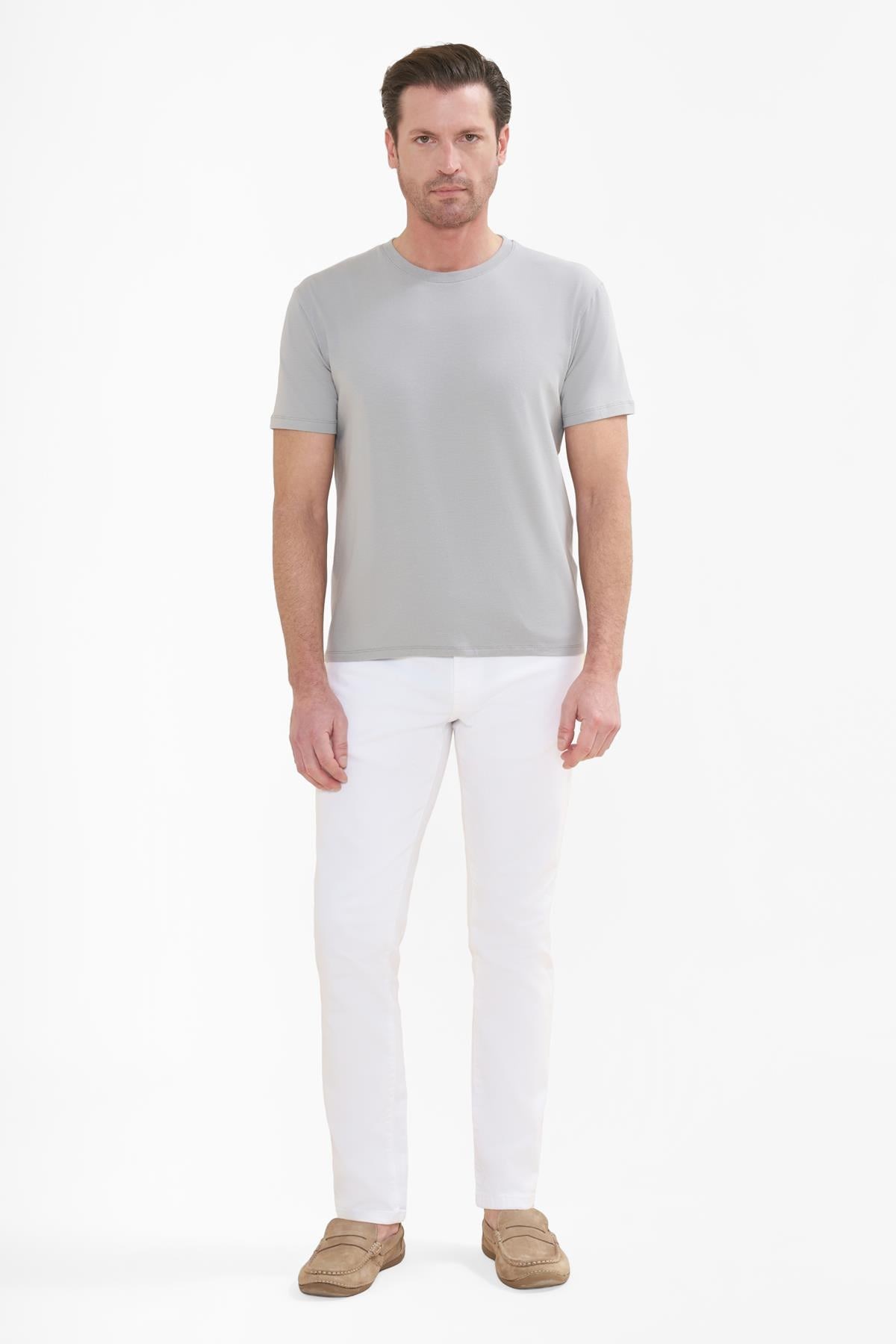 İntersivin Bisiklet Yaka Gri Tshirt - T13