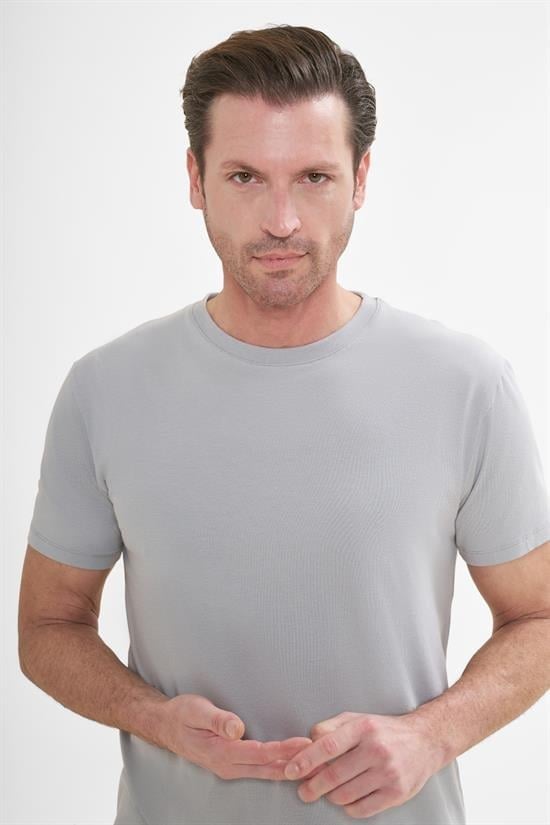 İntersivin Bisiklet Yaka Gri Tshirt - T13