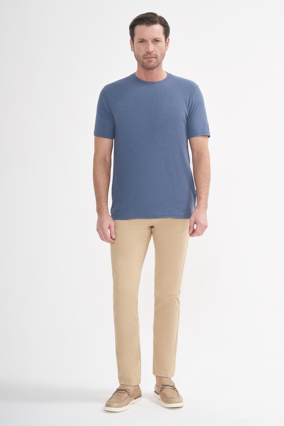 İntersivin Bisiklet Yaka İndigo Tshirt - BRŞ-04