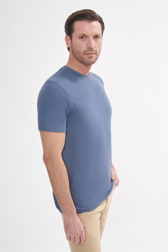İntersivin Bisiklet Yaka İndigo Tshirt - BRŞ-04
