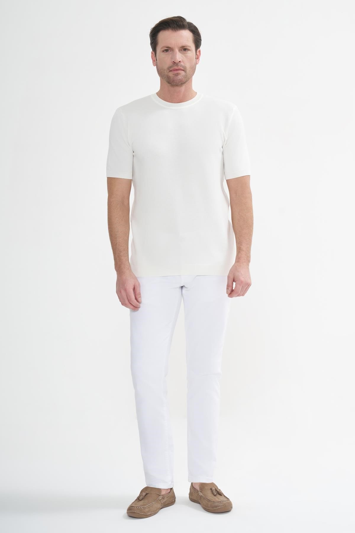İntersivin Bisiklet Yaka Kemik Rengi Tshirt - SY-10