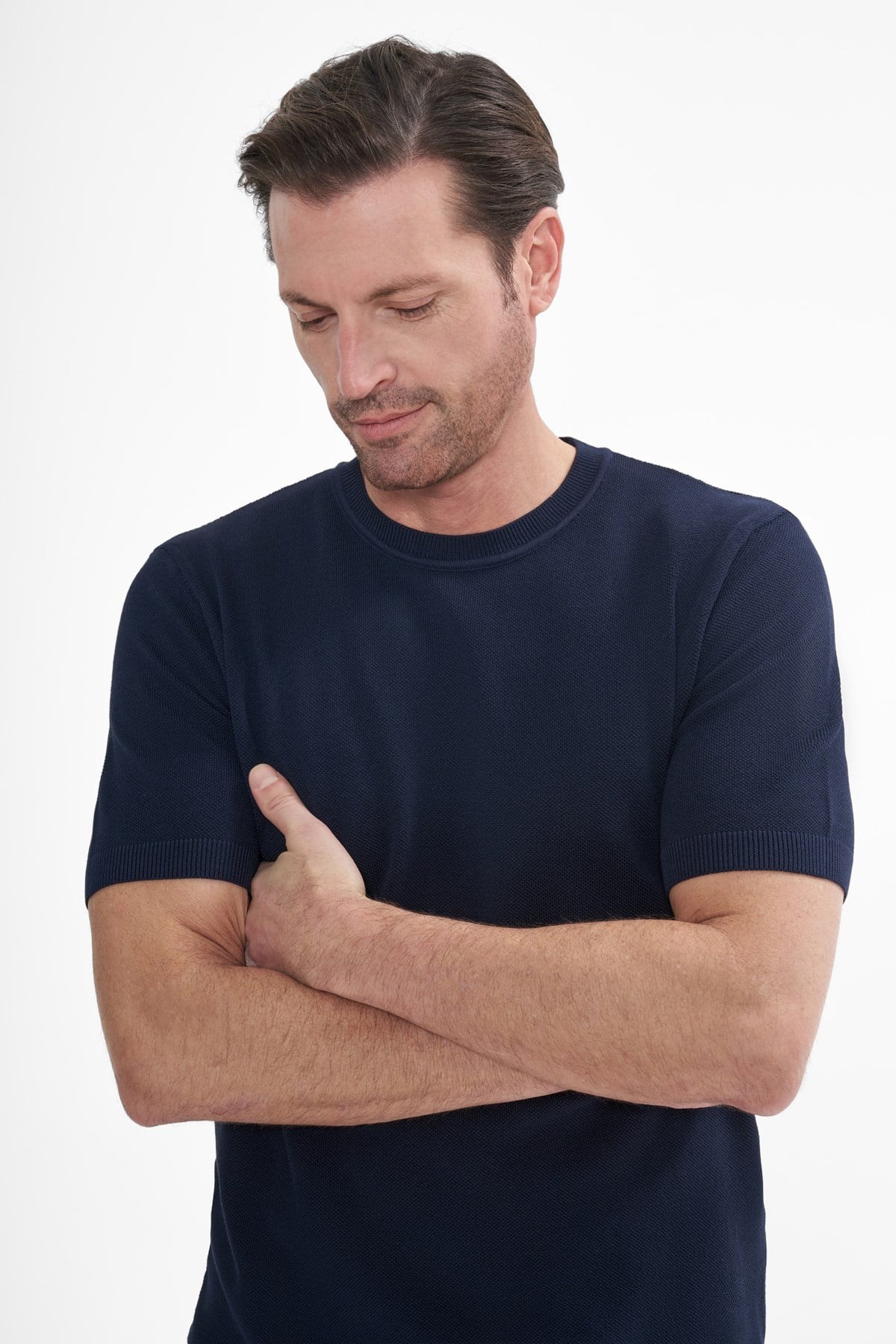 İntersivin Bisiklet Yaka Lacivert Tshirt - SY-10