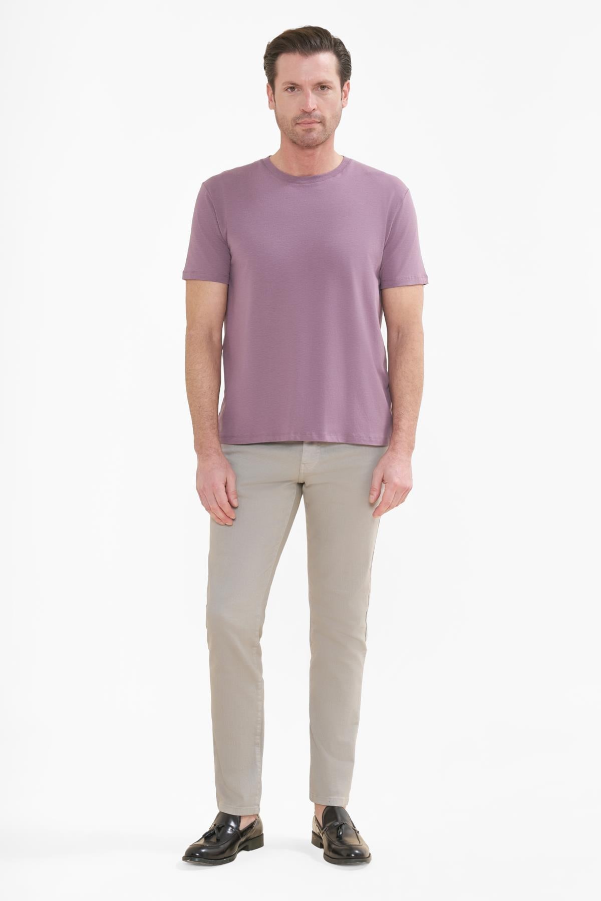 İntersivin Bisiklet Yaka Lila Tshirt - T13