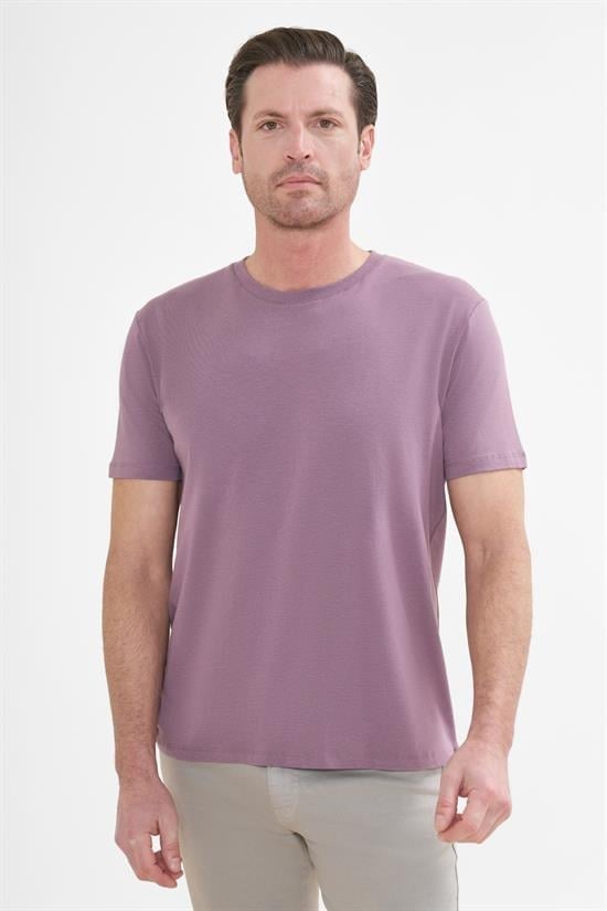 İntersivin Bisiklet Yaka Lila Tshirt - T13