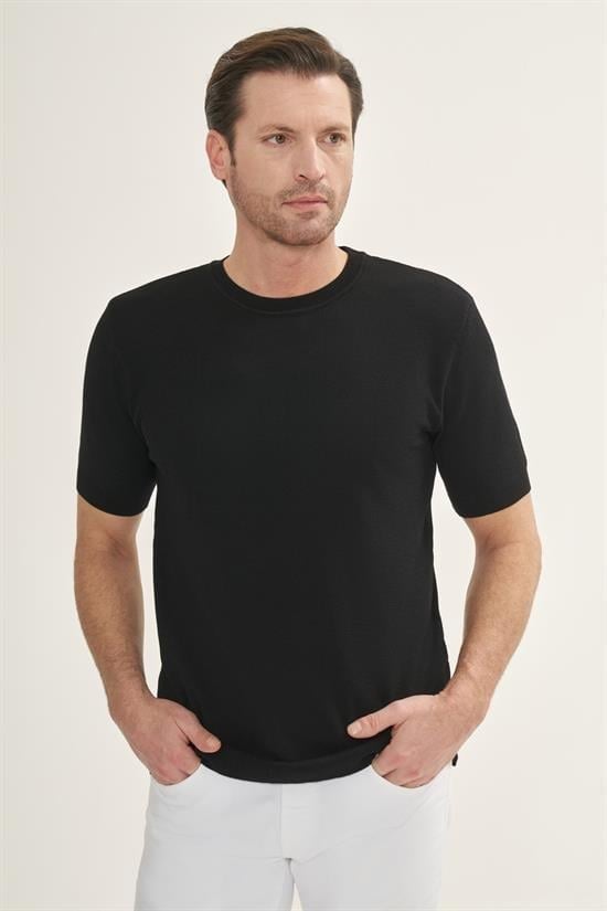 İntersivin Bisiklet Yaka Siyah Tshirt - SY-10