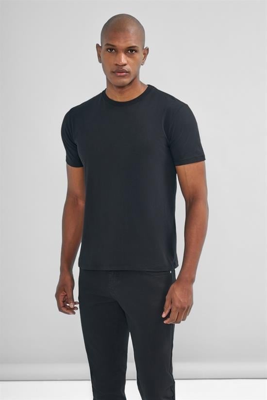 İntersivin Bisiklet Yaka Siyah Tshirt - T13