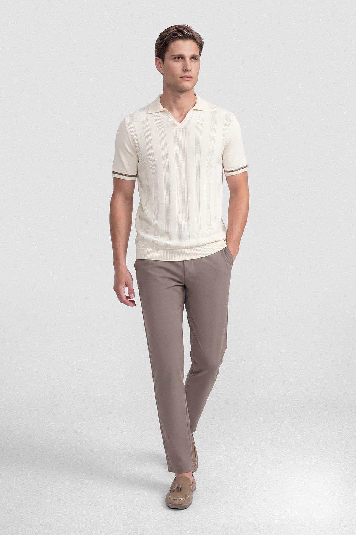 İntersivin Ekru Polo Yaka T-shirt - CY-1913