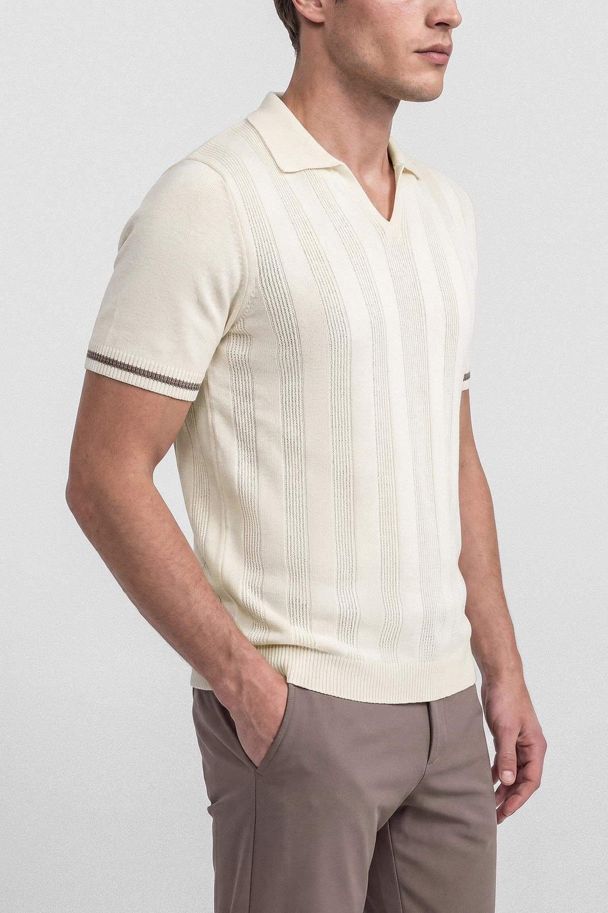 İntersivin Ekru Polo Yaka T-shirt - CY-1913