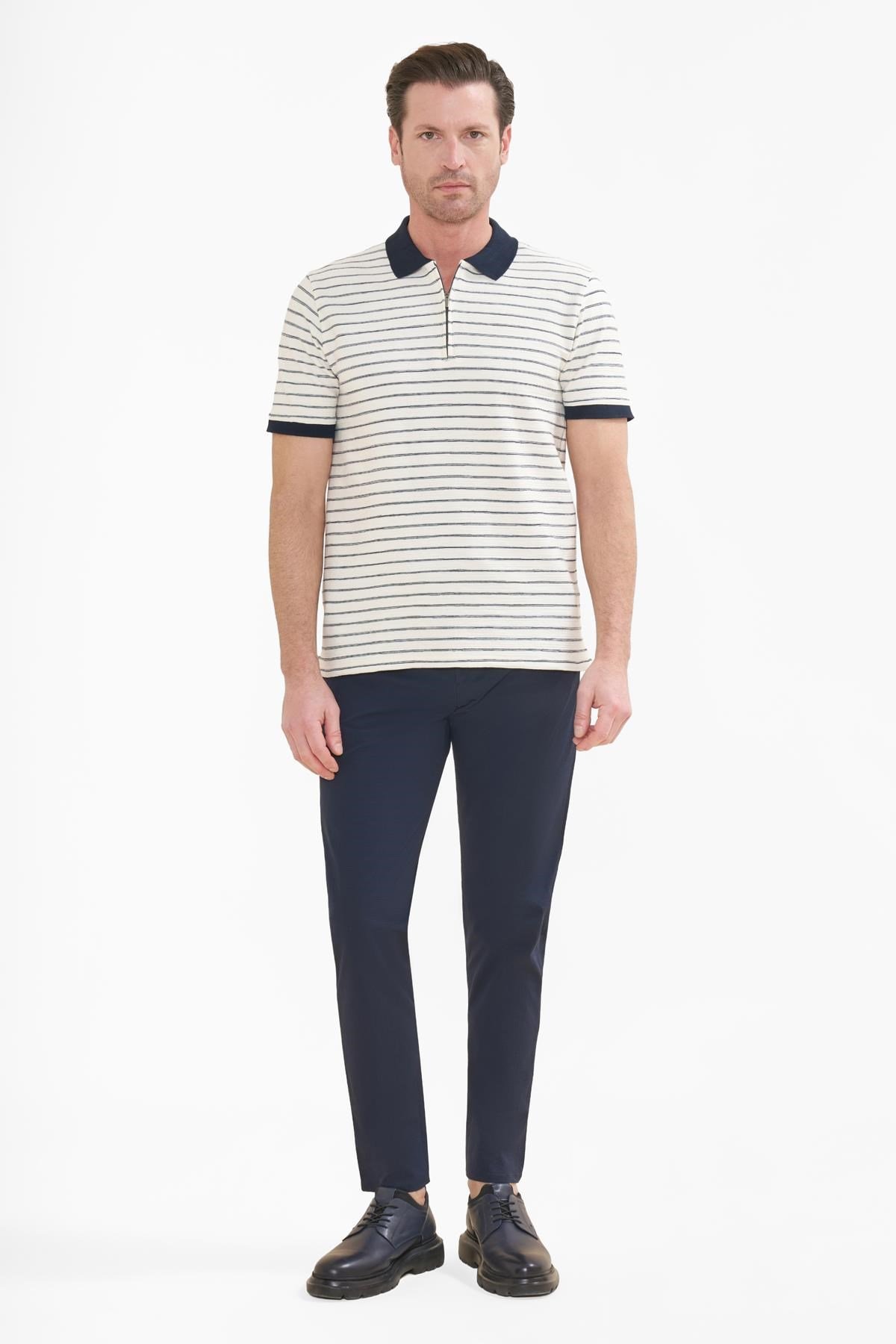 İntersivin Fermuarlı  Polo Yaka Lacivert Tshirt - SD-12