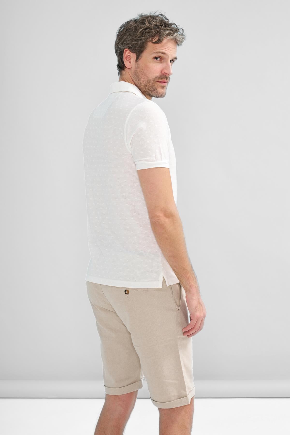 İntersivin Fermuarlı Polo Yaka Ekru Tshirt - SD-03