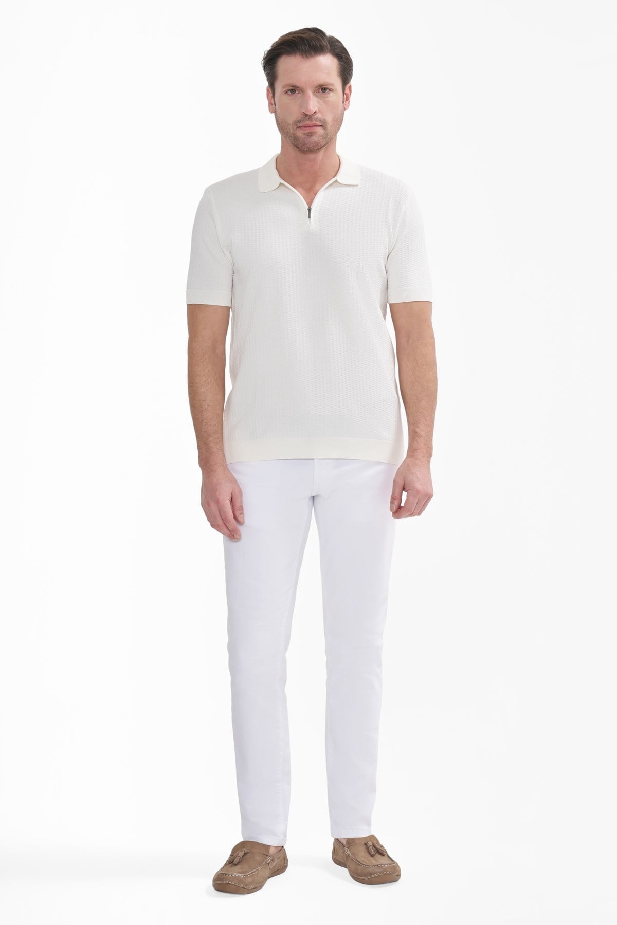 İntersivin Fermuarlı Polo Yaka Kemik Tshirt - SY-12