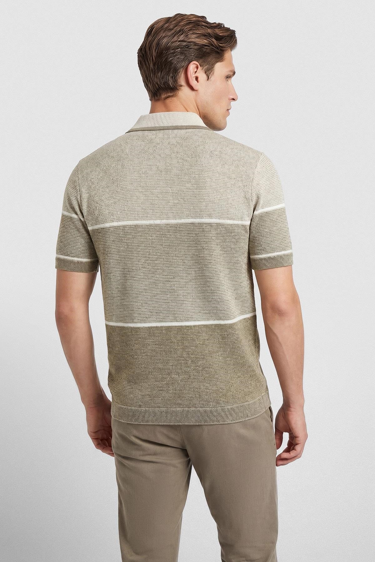 İntersivin Kahverengi Fermuar Yaka T-shirt - CY-1904