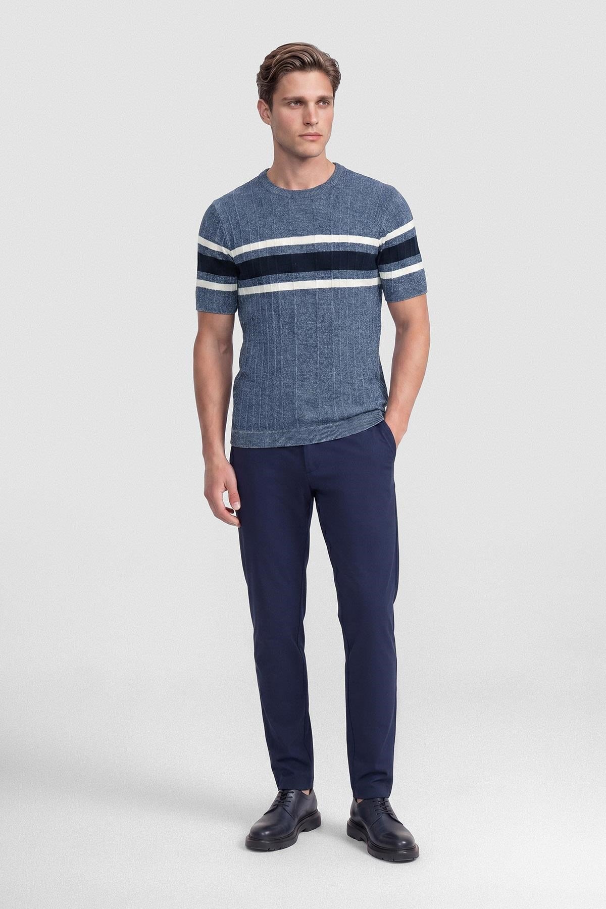 İntersivin Lacivert Bisiklet Yaka T-shirt - CY-1906