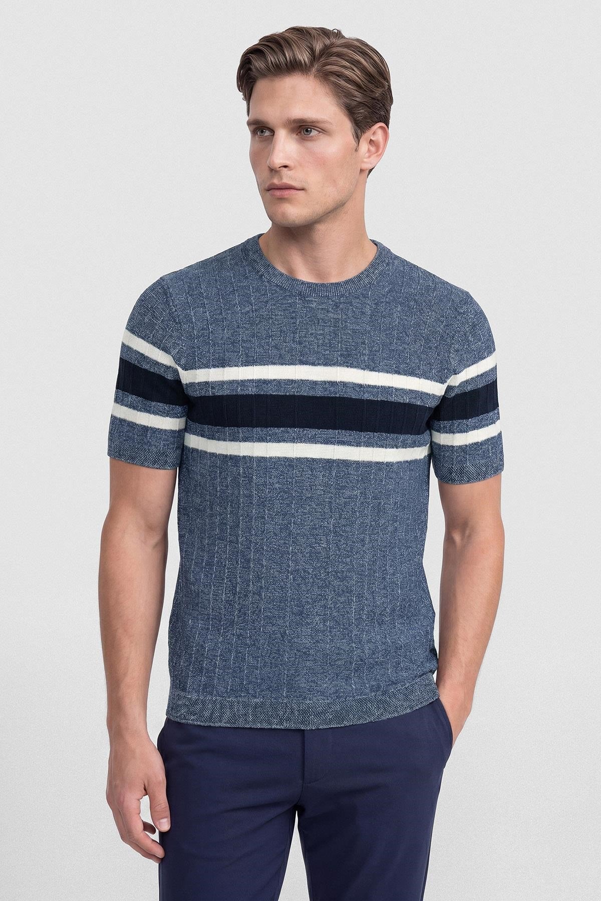 İntersivin Lacivert Bisiklet Yaka T-shirt - CY-1906