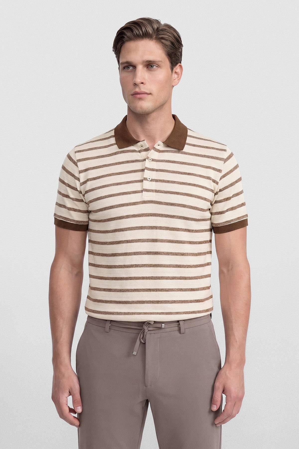 İntersivin Polo Yaka Kahverengi T-shirt - SD-08