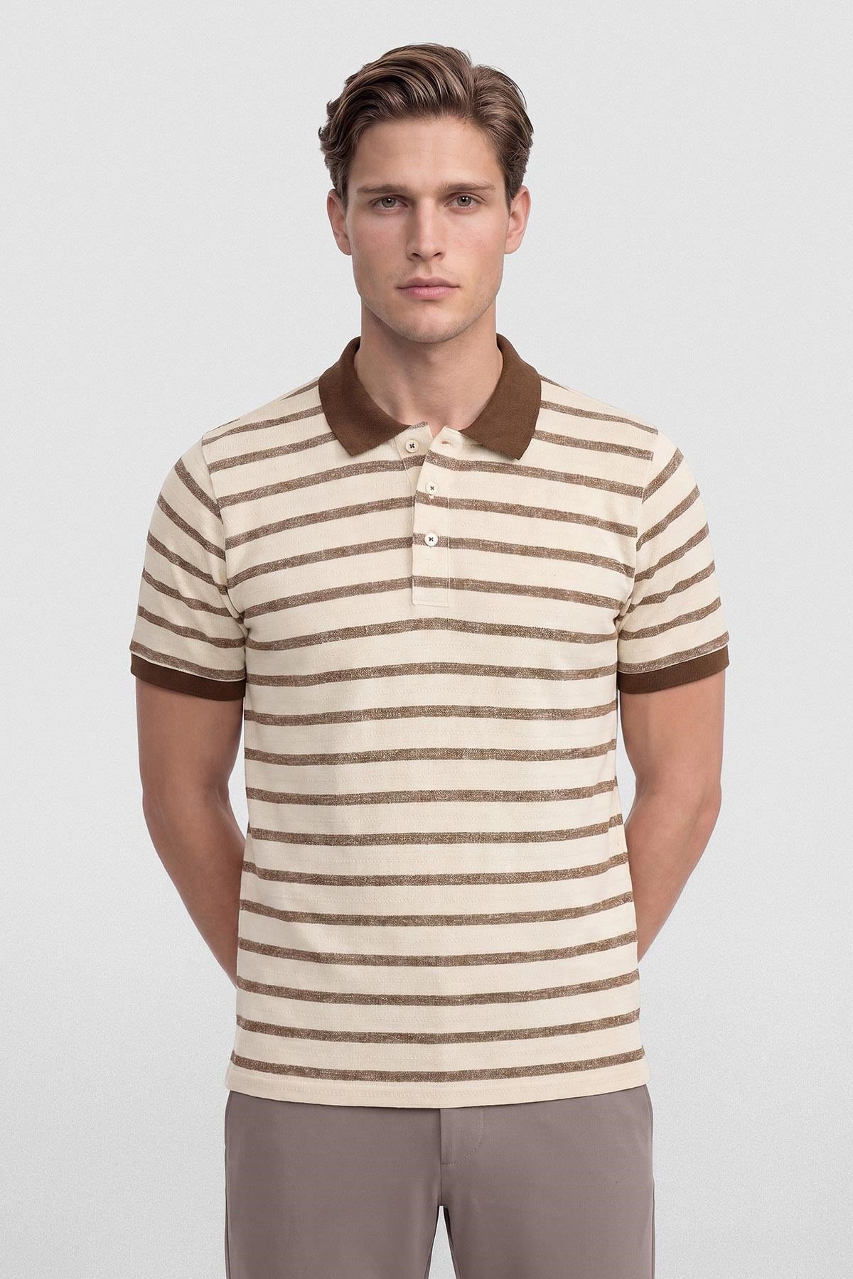 İntersivin Polo Yaka Kahverengi T-shirt - SD-08