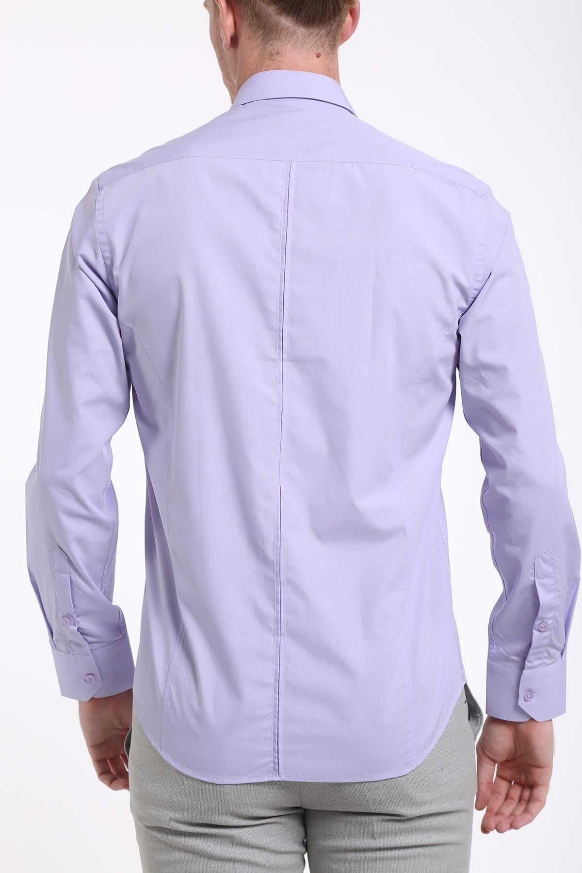 İntersivin Slim Fit Pamuklu Lila Erkek Gömlek - S-5000