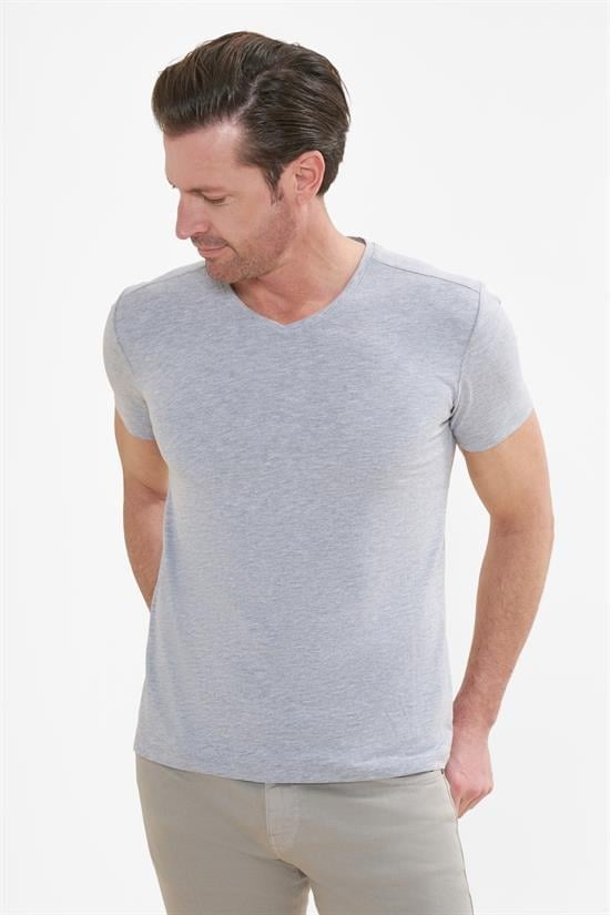İntersivin V Yaka Gri Tshirt - T01