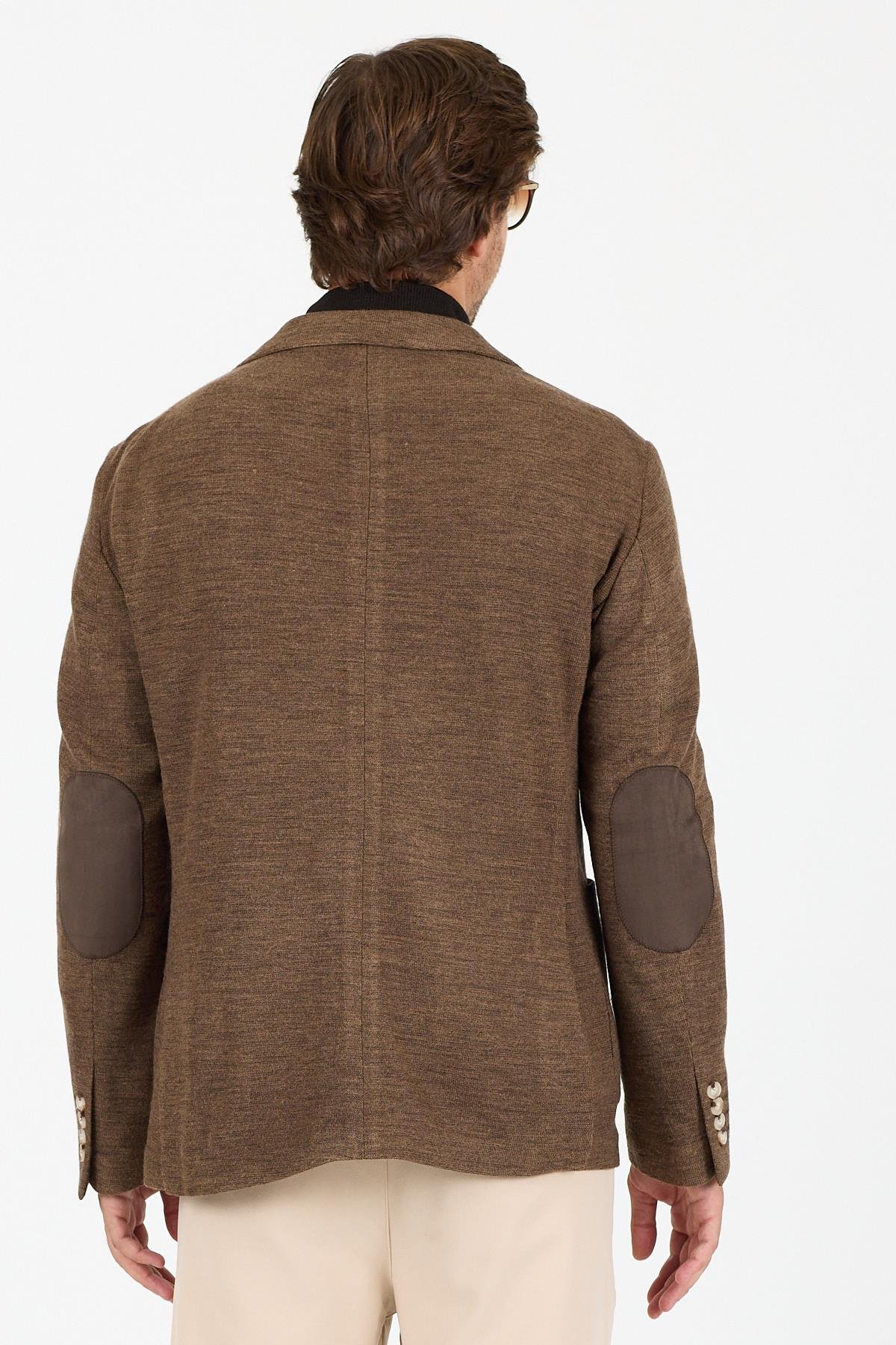KS-01 Akrilik Kumaş Blazer Tek Ceket- Kahverengi