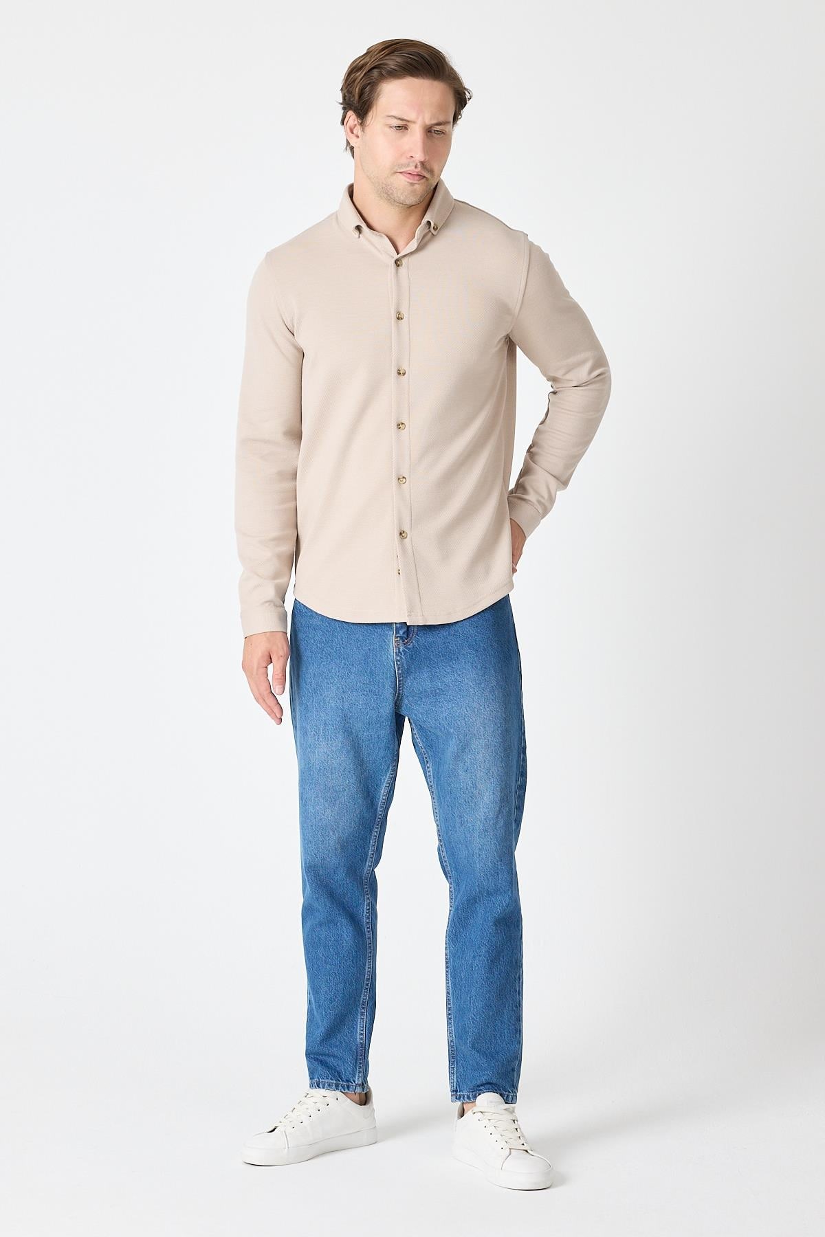 Slim Fit Basic Likralı Gömlek