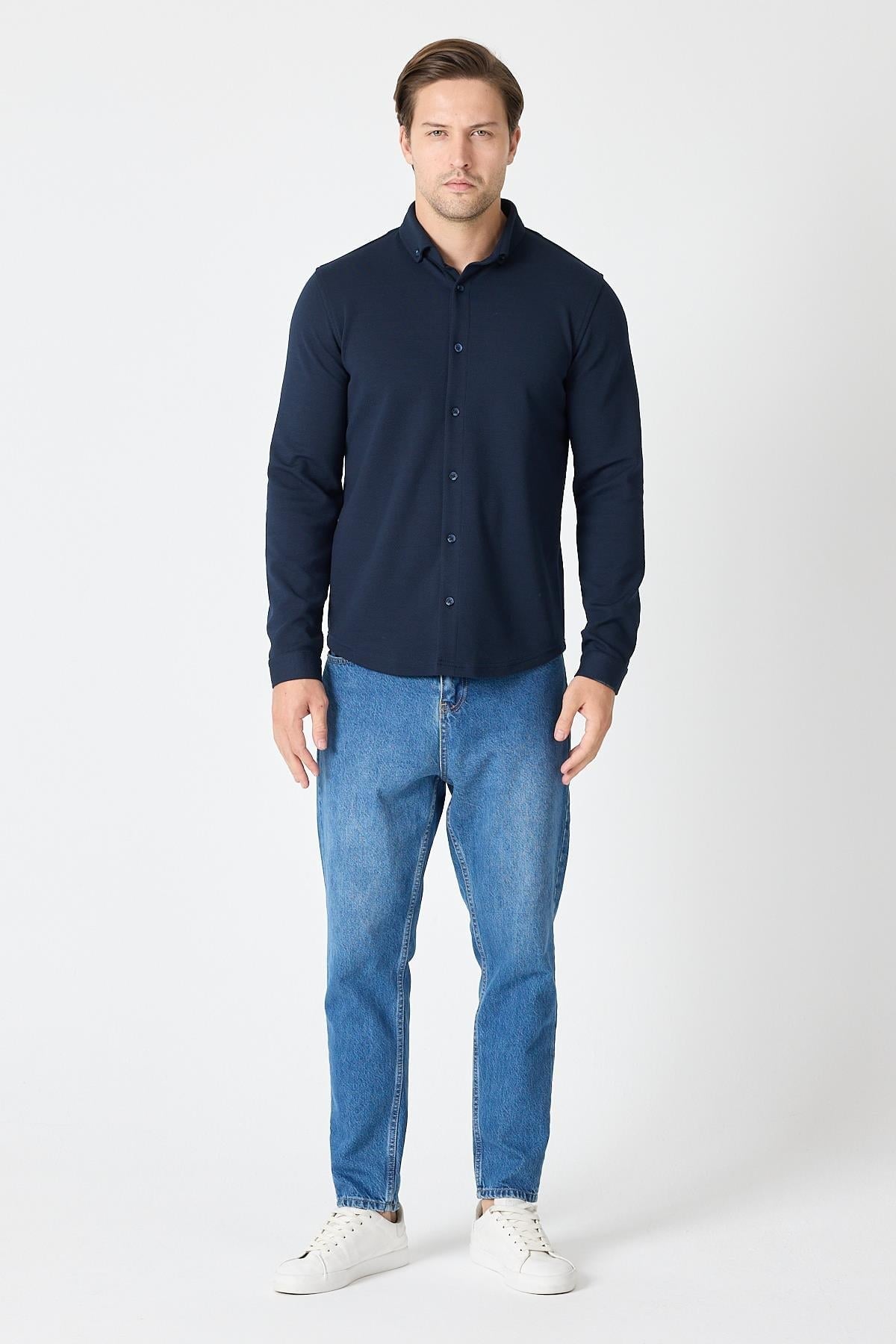 Slim Fit Basic Likralı Gömlek