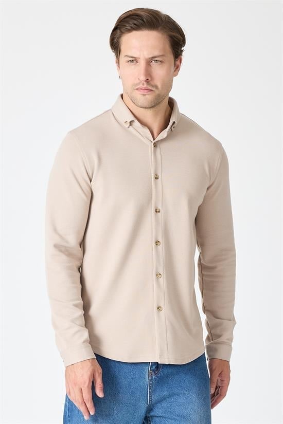 Slim Fit Basic Likralı Gömlek