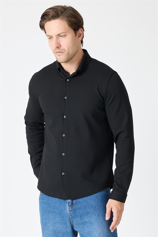 Slim Fit Basic Likralı Gömlek