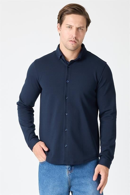 Slim Fit Basic Likralı Gömlek