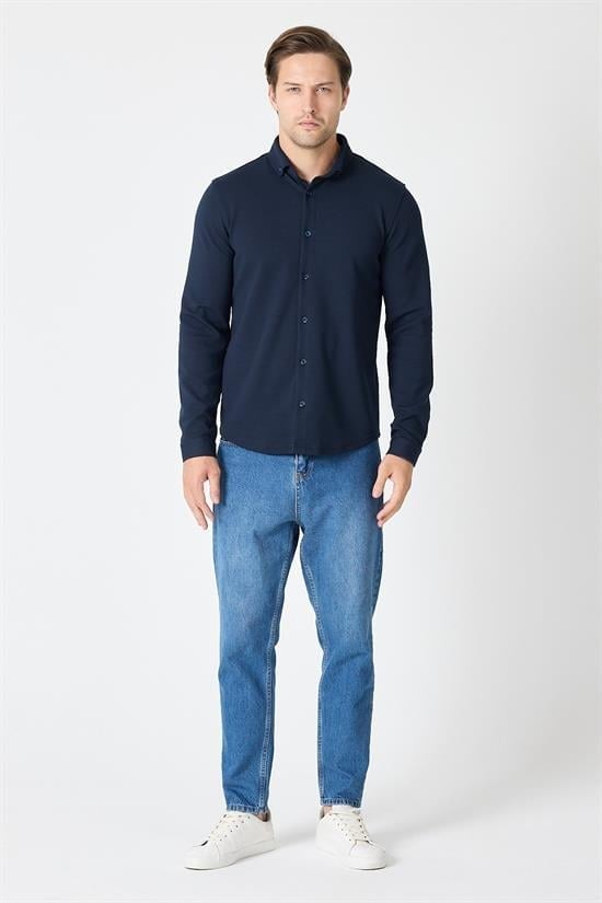 Slim Fit Basic Likralı Gömlek