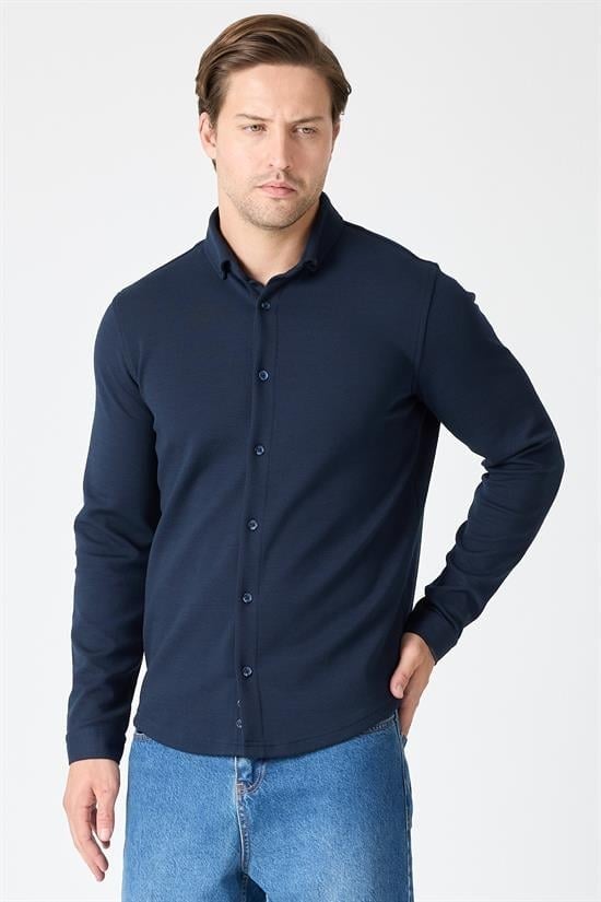 Slim Fit Basic Likralı Gömlek