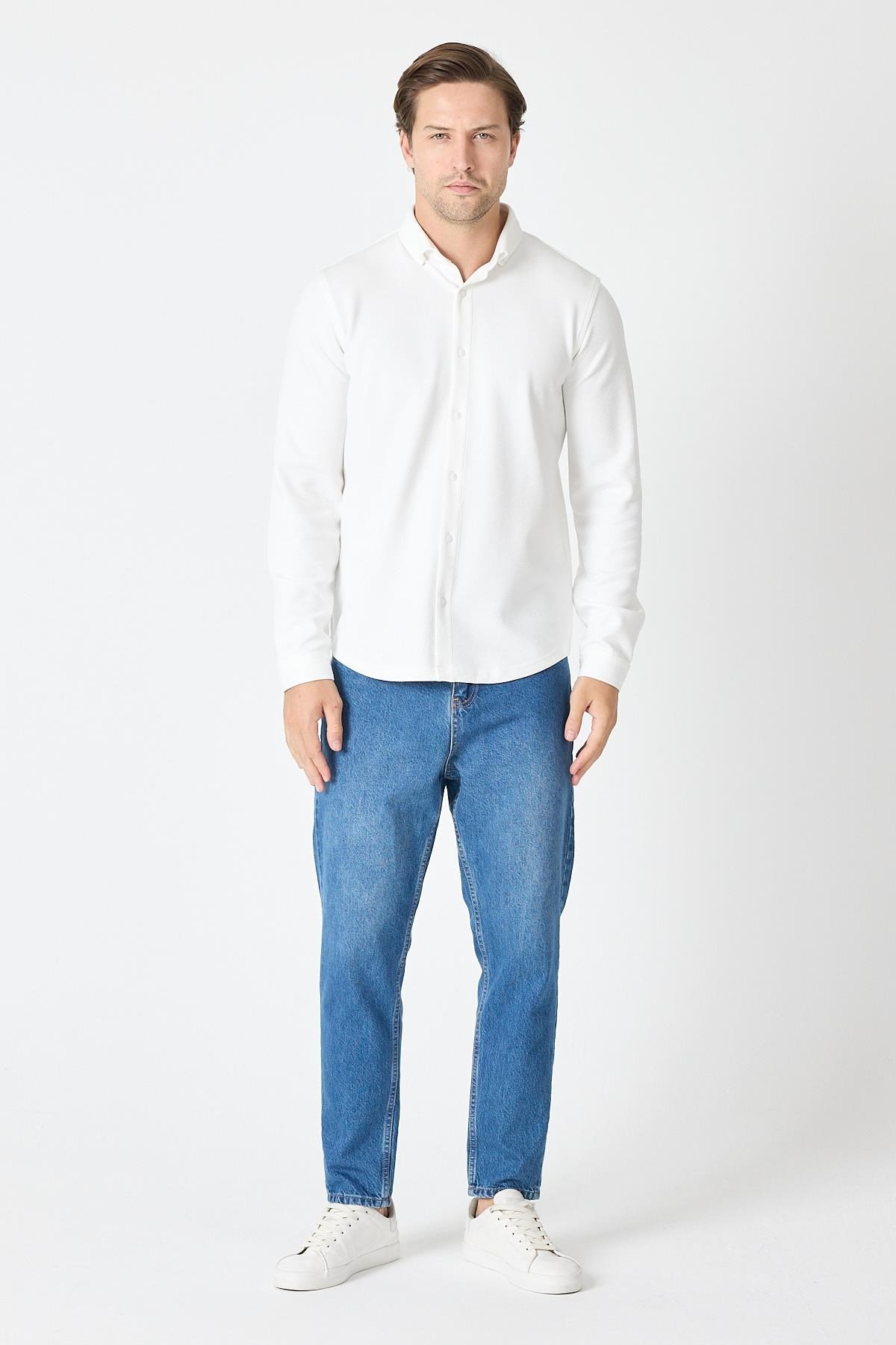 Slim Fit Basic Likralı Gömlek