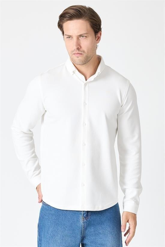 Slim Fit Basic Likralı Gömlek