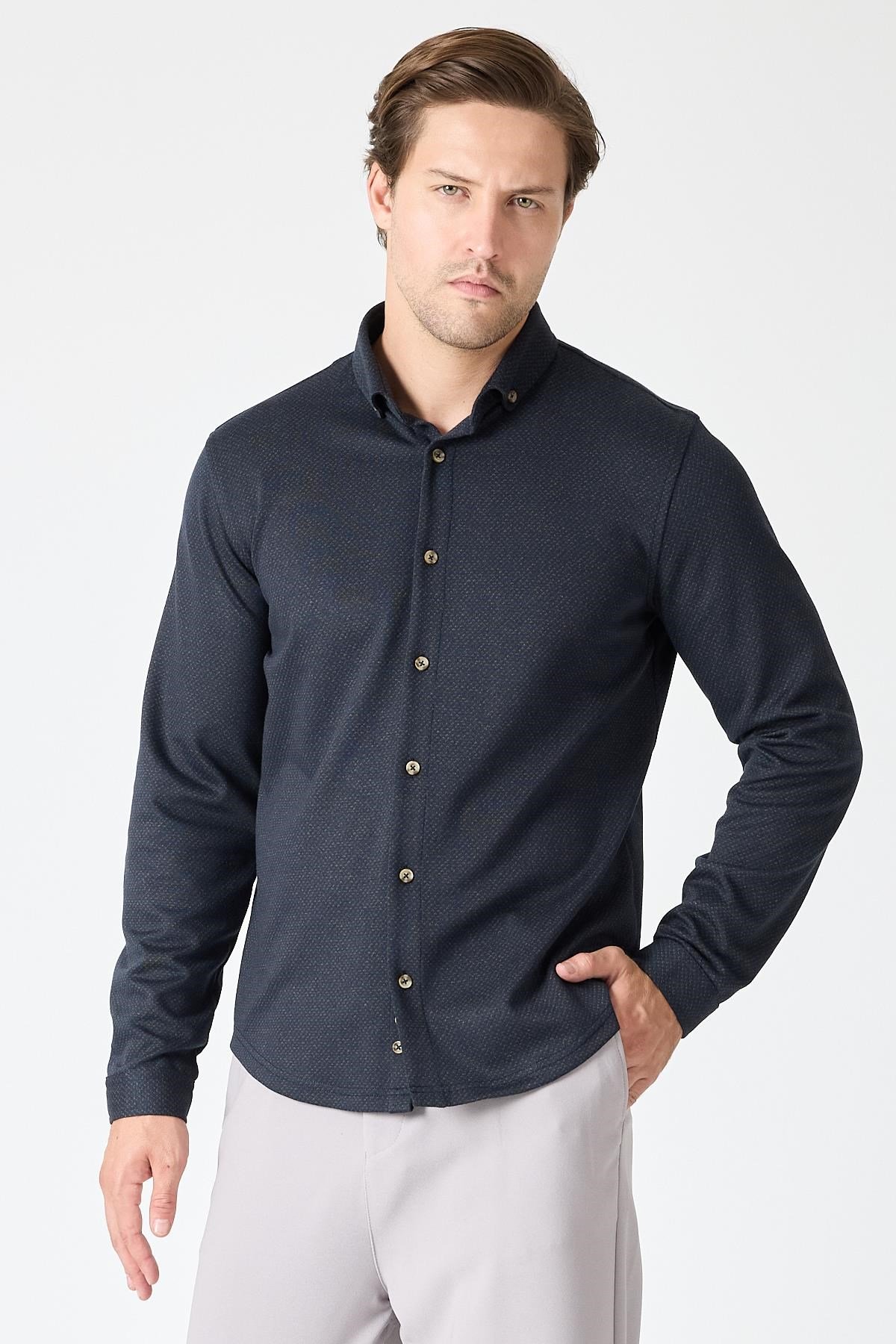 Slim Fit Likralı Gömlek