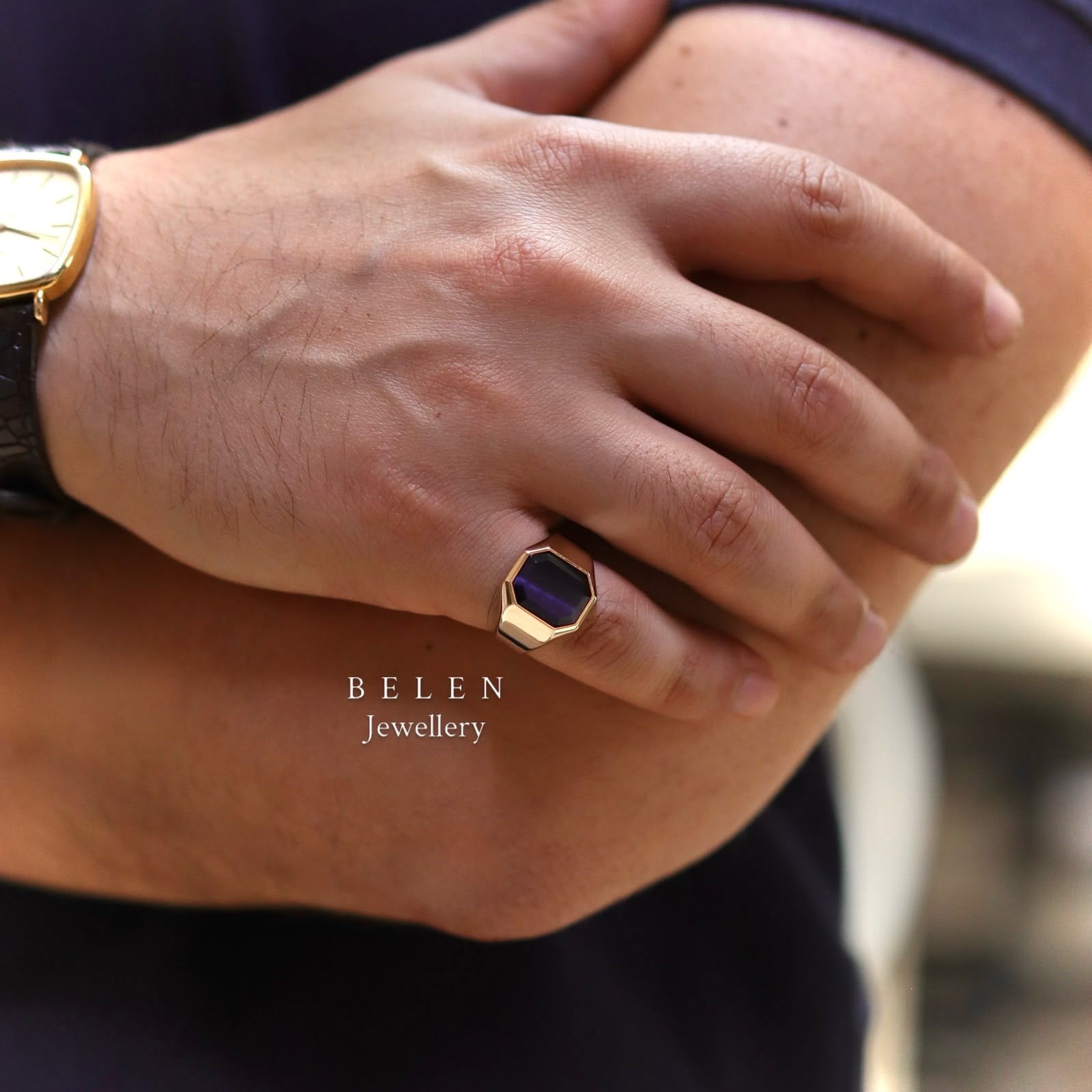 14 Ayar Altın Belen Signet Yüzük Model N.41