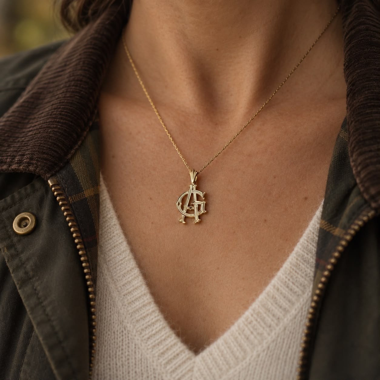 14 Ayar Altın Mini Monogram Kolye (2 harf)