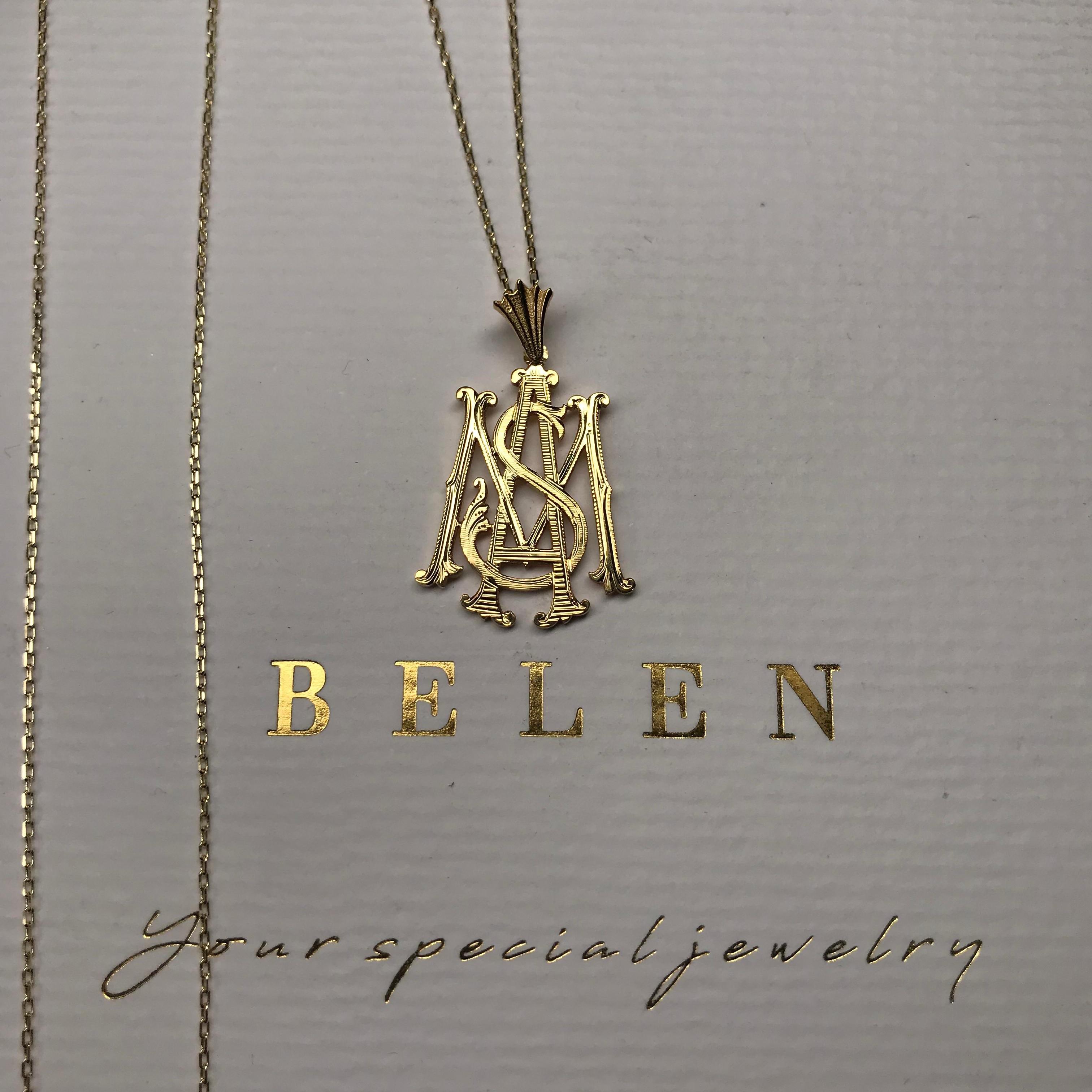 Gümüş Mini Monogram Kolye (Altın Kaplama / 3 Harf)