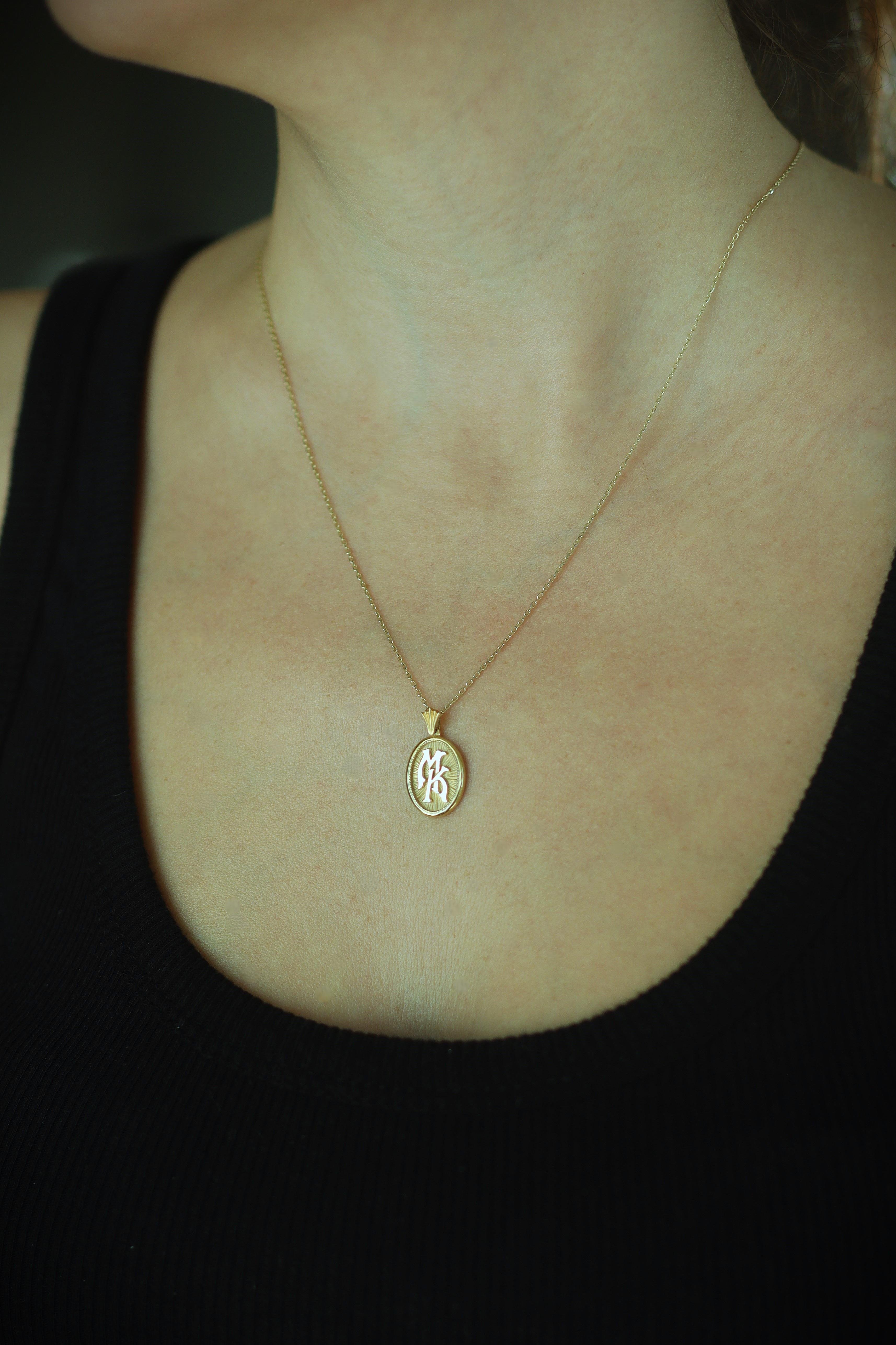 Mini Oval Madalyon Kolye (14 ayar altın)