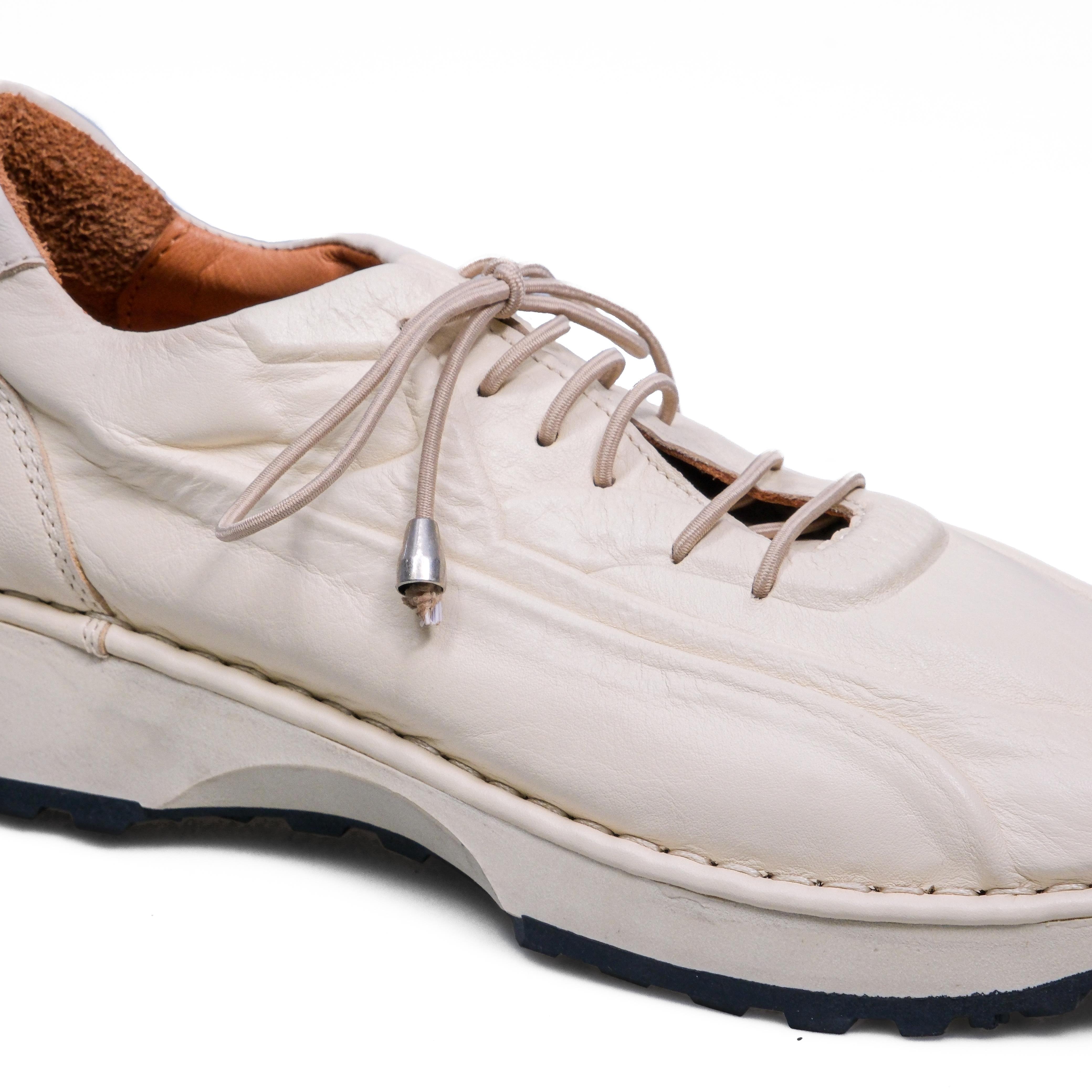 Warner Hakiki Deri Bağcıklı Bej Sneaker