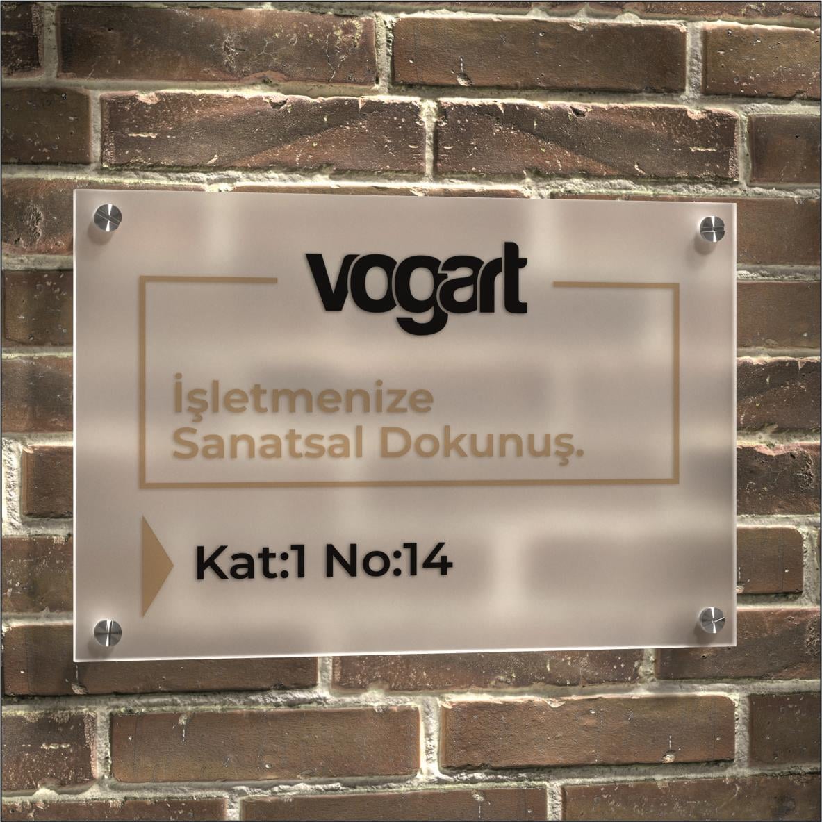 Vogart Şeffaf Pleksi Kapı Tabelası