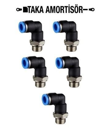 5 ADET--1/4-8 MM DÖNER DİRSEK HAVA (PNÖMATİK)----1/4 inç diş çapı ile 8 mm'lik 