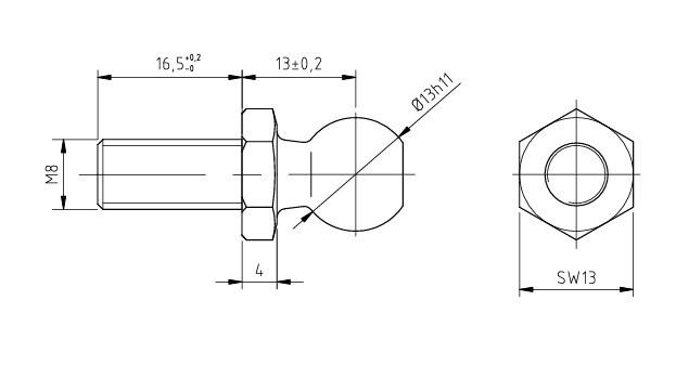 Gazlı Amortisör Başlığı Din 71803  Kürebaş  M8 KÜRE13