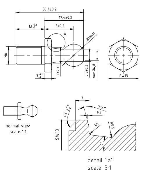 Gazlı Amortisör Başlığı Din 71803  Kürebaş  M8 KÜRE10
